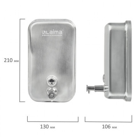 Дозатор для жидкого мыла LAIMA PROFESSIONAL INOX (гарантия 3 года), 1 л, нержавеющая сталь, матовый, 605395