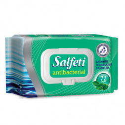 Салфетки влажные, 72 шт., SALFETI &quot;Antibacterial&quot;, антибактериальные, крышка-клапан, 48397