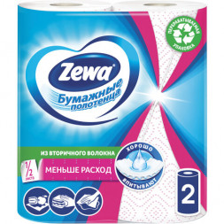Полотенца бумажные бытовые 2-х слойные, 2 рулона (2х14 м), белые, ZEWA Decor, 144087