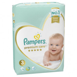 Подгузники КОМПЛЕКТ 74 шт. PAMPERS (Памперс) &quot;Premium Care&quot;, размер 3 (6-10 кг), 8001090604644