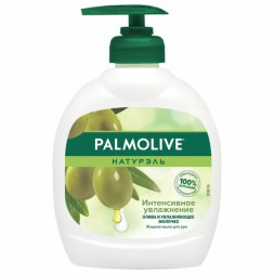 Мыло жидкое 300 мл, PALMOLIVE НАТУРЭЛЬ &quot;Олива и увлажняющее молочко&quot;, дозатор, 1763, 8693495017633
