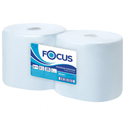Бумага протирочная FOCUS (Система W1) Jumbo, 2-слойная, КОМПЛЕКТ 2 рулона, 350 м, 1000 листов, лист 33х35, 5043341