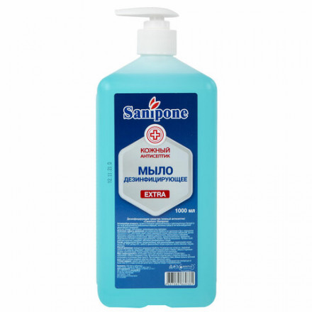 Мыло жидкое дезинфицирующее, 1 л, SANIPONE &quot;Extra&quot; (САНИПОН &quot;Экстра&quot;), дозатор, 1000-С-Б-П-Э