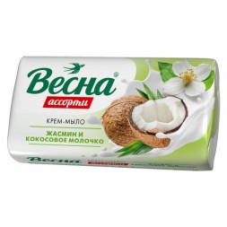 Мыло-крем 90 г ВЕСНА АССОРТИ &quot;Жасмин и кокосовое молочко&quot;, нежная пена, 6205