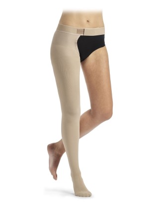Медицинский компрессионный моночулок с хлопком Sigvaris Essential THERMOREGULATING (Cotton) с застежкой на талии.