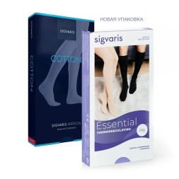 Медицинский компрессионный моночулок с хлопком Sigvaris Essential THERMOREGULATING (Cotton) с застежкой на талии.