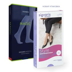 Медицинские компрессионные чулки Sigvaris Style SEMITRANSPARENT (Magic) с силиконовой резинкой.