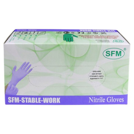 Перчатки нитриловые смотровые SFM Stable-Work, Германия, 50 пар (100 штук), размер L (большой)