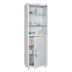 Шкаф медицинский 1-створчатый HILFE &quot;МД 1 1760/SG&quot; 1850х600х400 мм, стекло, белый, S26199204509