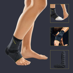 Бандаж спортивный голеностопный с силиконовыми вкладышами LEVAMED E+motion