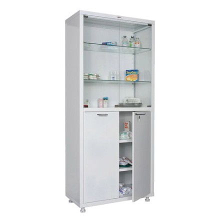 Шкаф медицинский 2-створчатый HILFE &quot;МД 2 1780/SG&quot; 1850х800х400 мм, стекло, белый, S26199205509