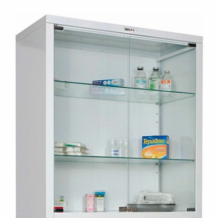 Шкаф медицинский 2-створчатый HILFE &quot;МД 2 1780/SG&quot; 1850х800х400 мм, стекло, белый, S26199205509