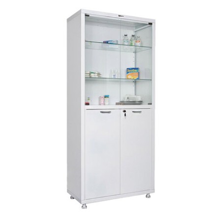 Шкаф медицинский 2-створчатый HILFE &quot;МД 2 1780/SG&quot; 1850х800х400 мм, стекло, белый, S26199205509