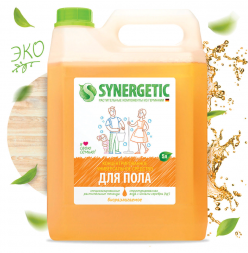 Средство для мытья пола и поверхностей 5 л SYNERGETIC, c дезинфицирующим эффектом, биоразлагаемое, 101500