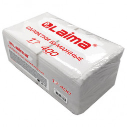 Салфетки бумажные 400 шт., 24х24 см, &quot;Big Pack&quot;, белые, 100% целлюлоза, LAIMA, 114724