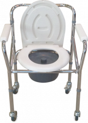 Кресло-туалет со спинкой и подлокотниками на колёсах OC-2303