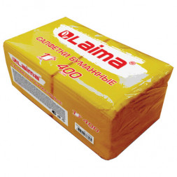 Салфетки бумажные 400 шт., 24х24 см, &quot;Big Pack&quot;, жёлтые, 100% целлюлоза, LAIMA, 114726