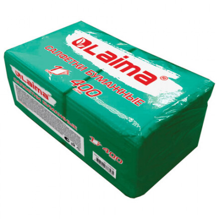 Салфетки бумажные 400 шт., 24х24 см, &quot;Big Pack&quot;, зелёные, 100% целлюлоза, LAIMA, 114728