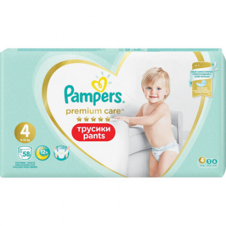 Подгузники, 58 шт., PAMPERS (Памперс) &quot;Premium Care&quot;, размер 4 (9-15 кг), 1210808