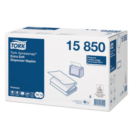 Салфетки TORK (N4, N12) Xpressnap, КОМПЛЕКТ 5 шт., 21,3х16,5 см, 200 шт., 2-слойные, белые, ультрамягкие, 15850