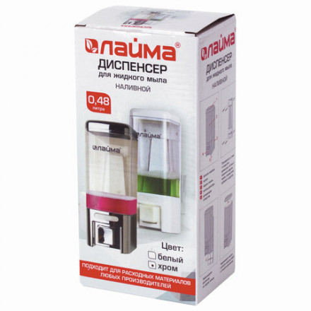 Дозатор для жидкого мыла LAIMA, НАЛИВНОЙ, 0,48 л, хром, ABS-пластик, 605053