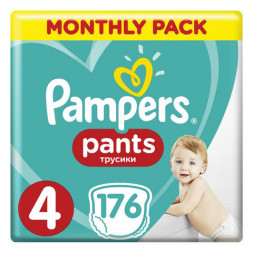 Подгузники-трусики, 176 шт., PAMPERS (Памперс) &quot;Pants&quot;, размер 4 (9-15кг), 1210763